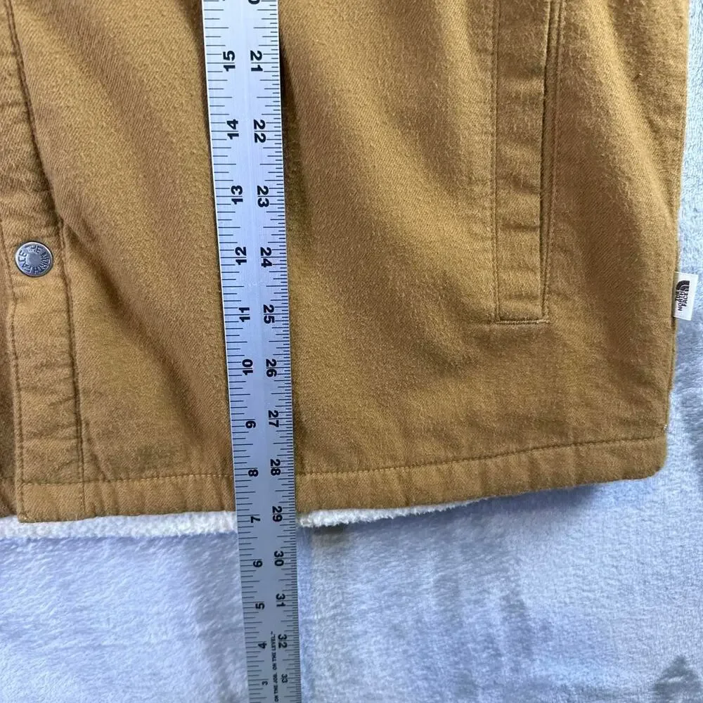 The North Face Sherpa Lined Hooded Workwear Jacket Brown Canvas Chore Coat Large